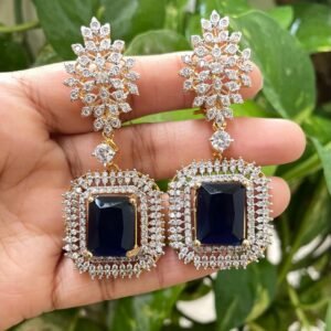 Royal Blue Sapphire-Inspired Diamond Earrings