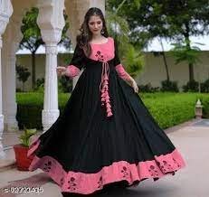 Royal Bloom Anarkali Dress – Black & Rose Pink Edition